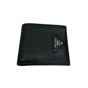 Prada Vitello Dino Leather Bi fold Wallet Black